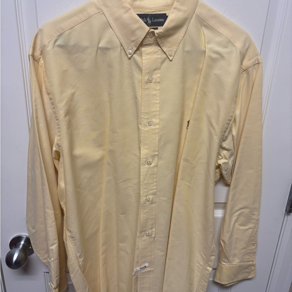 Ralph Lauren Men's Pale Yellow Button-Down Shirt